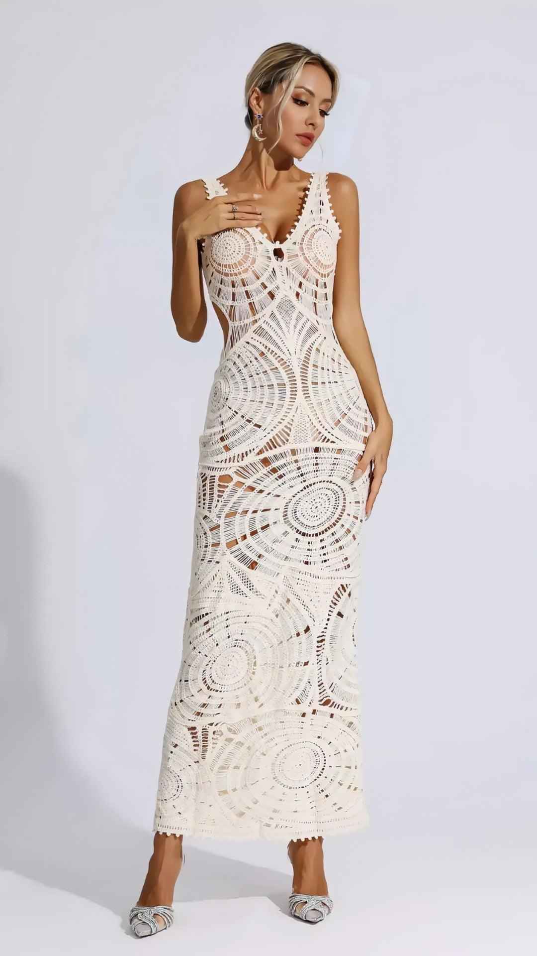 Vestido Mar e Sal - Longo em Crochê de Algodão